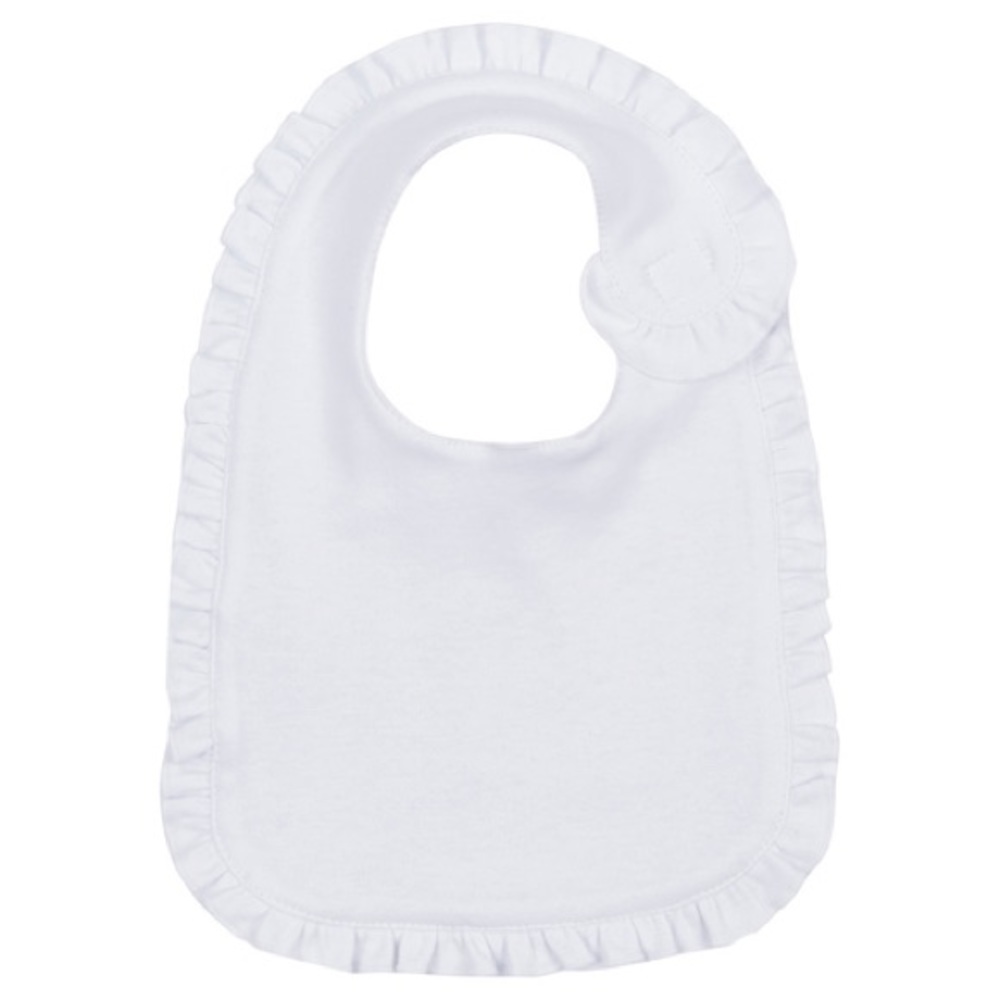 White Ruffle Bib with Terry Cloth Back